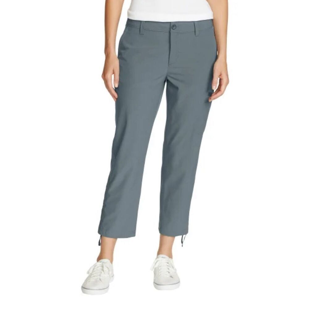 EDDIE BAUER Ripstop Capri Pants Size 14 Ladies’ Women’s Gray NWT Pockets Stretch - Picture 1 of 16